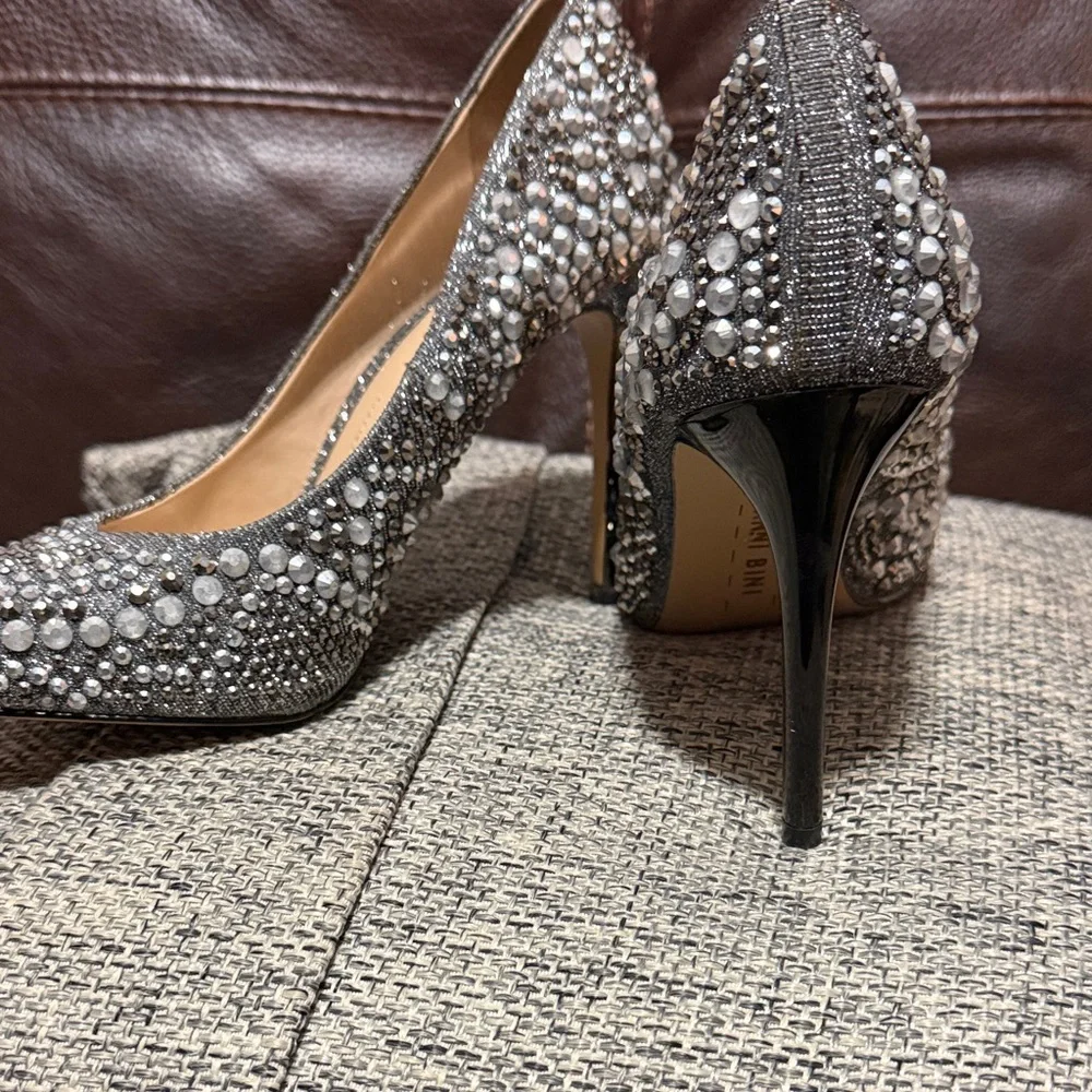 Gianni Bini Crystal Embellished Pointed-Toe Pumps - Silver